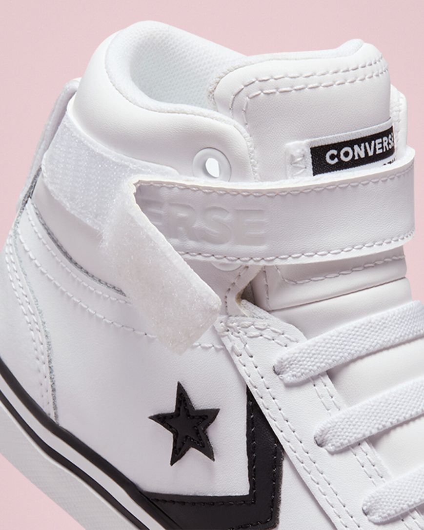 Tenisky Vysoke Converse Pro Blaze Remienkove Kozene Dievcenske Biele Čierne Biele | SK KJ5FO7